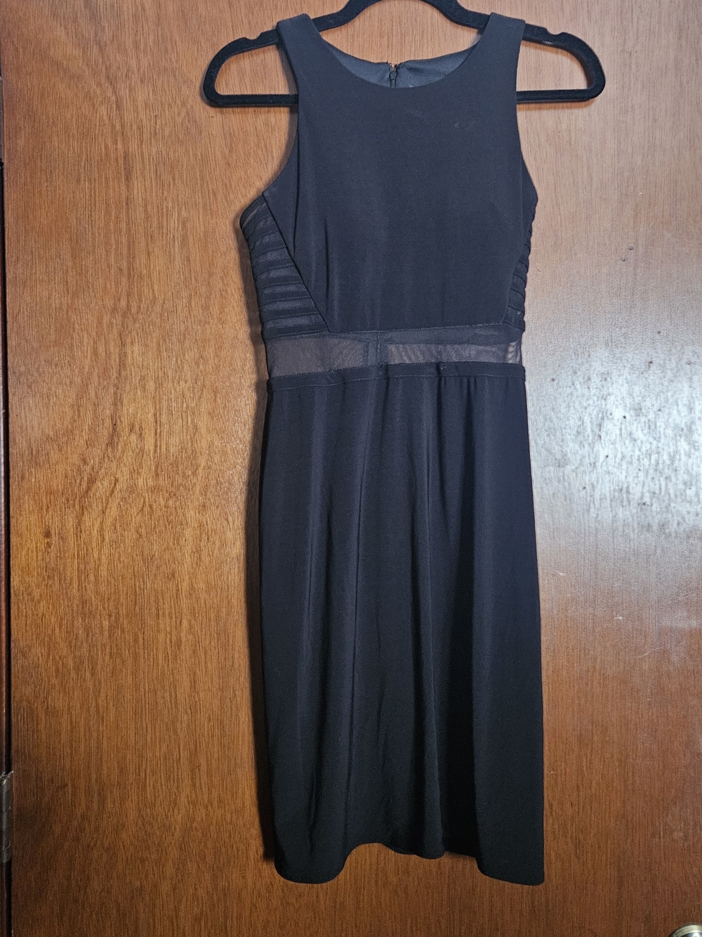 Morgan & Co. Black Sleeveless Mesh-Waist Mini Dress